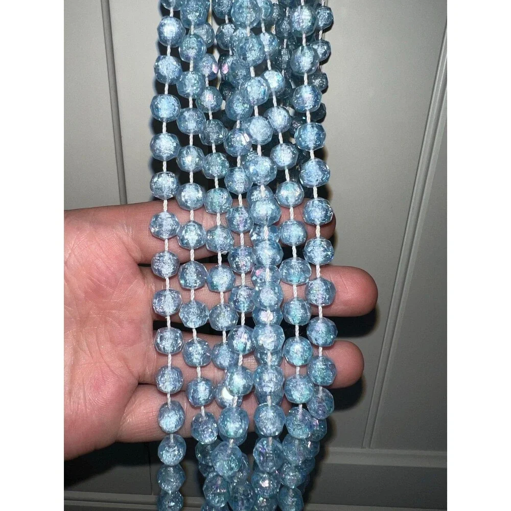 Vintage Christmas Bead Garland Hue Lot Pearl Pink Blue 60+ Yards, Holiday Decor,